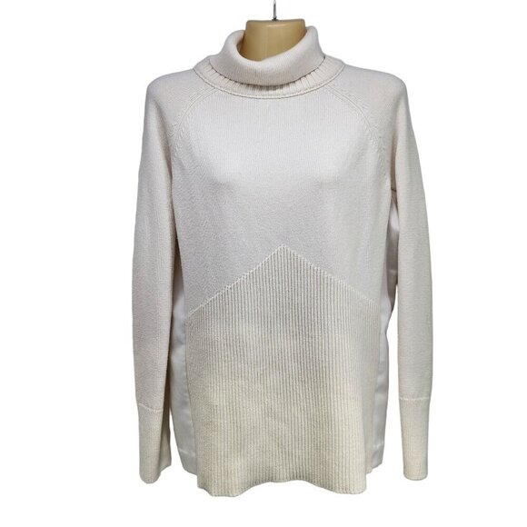 Athleta Mesa Hybrid Merino Wool Blend Turtleneck Sweater Cream Women's Size M - Picture 10 of 11